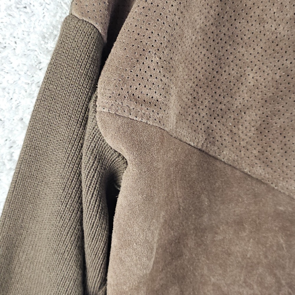 Vtg 70s Leather V Neck Sweater Cow Suede Brown Western Rockabilly Mens‎ XL - Picture 10 of 16